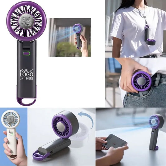 USB Rechargeable Handheld Ice Cooling Fan With Lanyard