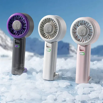 USB Rechargeable Handheld Ice Cooling Fan With Lanyard