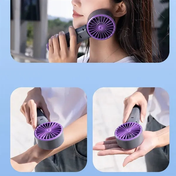USB Rechargeable Handheld Ice Cooling Fan With Lanyard