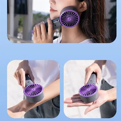 USB Rechargeable Handheld Ice Cooling Fan With Lanyard