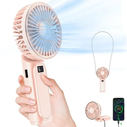 Foldable Rechargeable Handheld Fan Power Bank With Lanyard