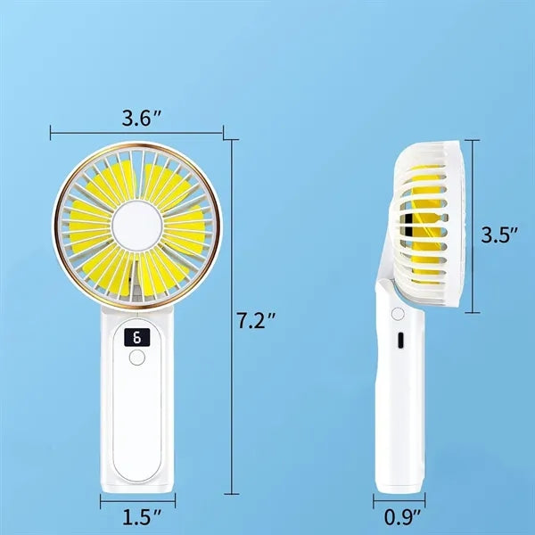 Foldable Rechargeable Handheld Fan Power Bank With Lanyard