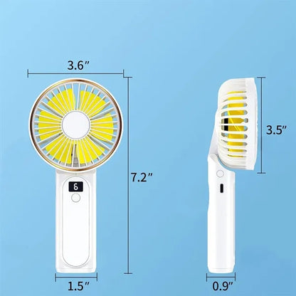 Foldable Rechargeable Handheld Fan Power Bank With Lanyard