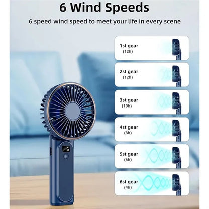 Foldable Rechargeable Handheld Fan Power Bank With Lanyard