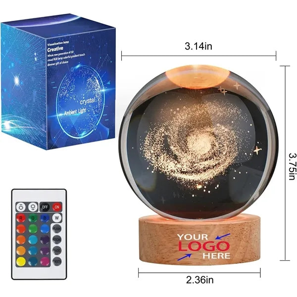 3D Crystal Ball Night Light with 16 Colorful LED Base