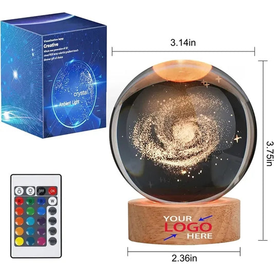 3D Crystal Ball Night Light with 16 Colorful LED Base