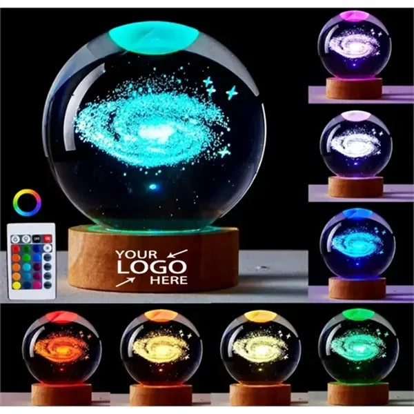 3D Crystal Ball Night Light with 16 Colorful LED Base