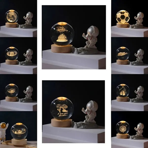 3D Crystal Ball Night Light with 16 Colorful LED Base