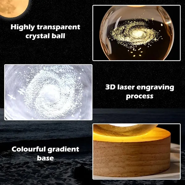 3D Crystal Ball Night Light with 16 Colorful LED Base