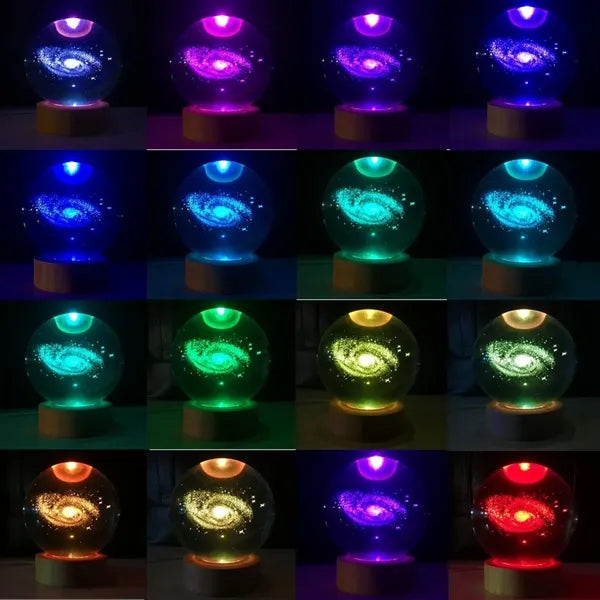 3D Crystal Ball Night Light with 16 Colorful LED Base