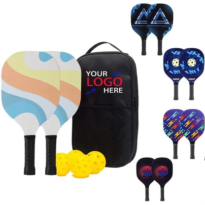 Wooden Pickleball Set with 4 Balls and 1 Bag