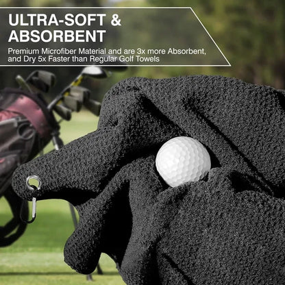 Waffle Pattern Golf Towel with Carabiner Clip (390 GSM)