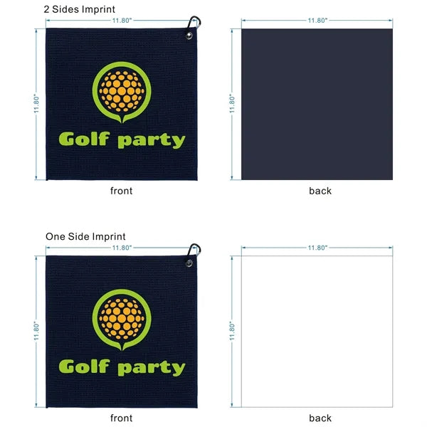 Waffle Pattern Golf Towel with Carabiner Clip (390 GSM)