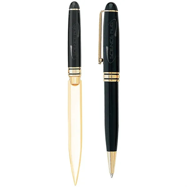 Danish-I Brass Letter Opener with GS Double Pen Set