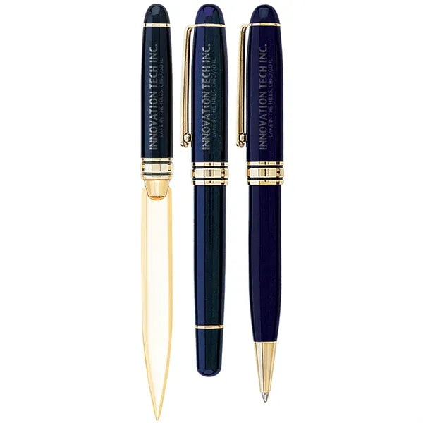 Danish-I Brass Letter Opener with GS Triple Pen Set