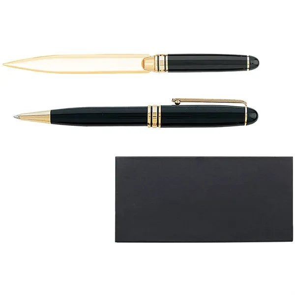 Danish-I Brass Letter Opener with GS Double Pen Set