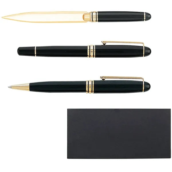 Danish-I Brass Letter Opener with GS Triple Pen Set