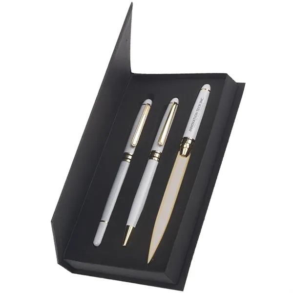 Danish-I Brass Letter Opener with GS Triple Pen Set