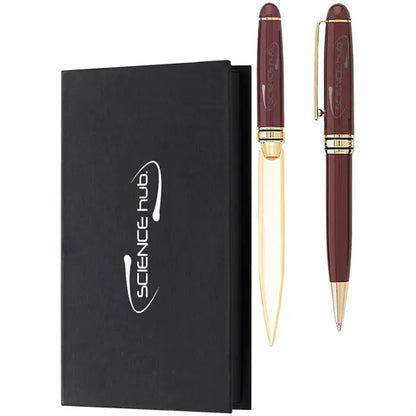 Danish-I Brass Letter Opener with GS Double Pen Set