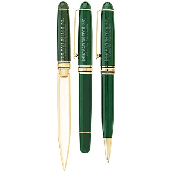 Danish-I Brass Letter Opener with GS Triple Pen Set