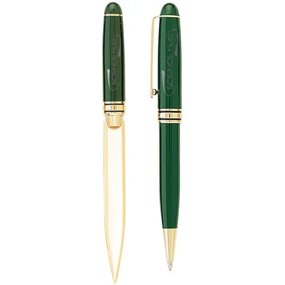 Danish-I Brass Letter Opener with GS Double Pen Set