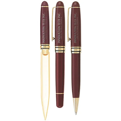 Danish-I Brass Letter Opener with GS Triple Pen Set