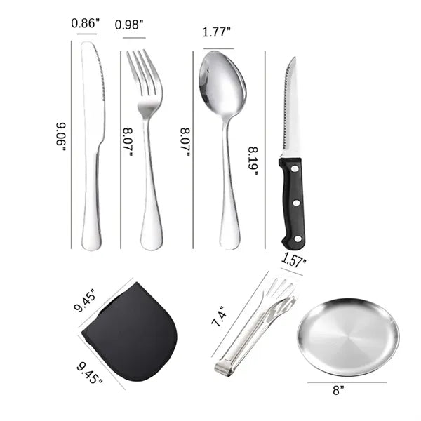 Custom Stainless Steel Travel Cutlery Kit for Two