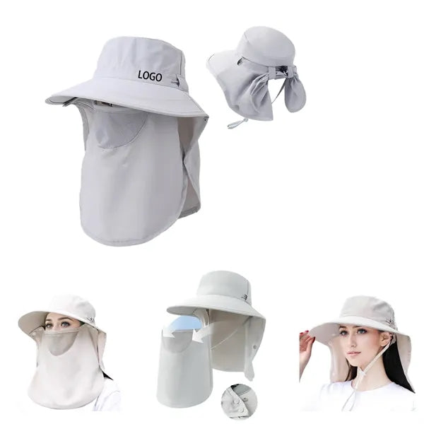 Sun Protection Wide Brim Hat with Face Cover Neck Flap