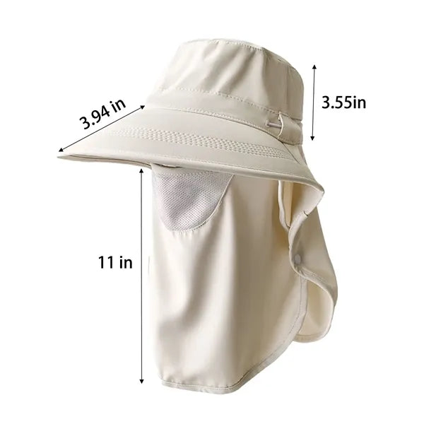 Sun Protection Wide Brim Hat with Face Cover Neck Flap