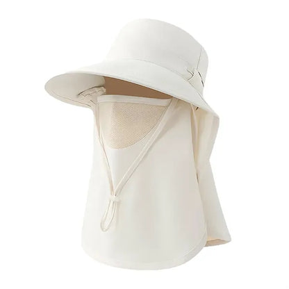 Sun Protection Wide Brim Hat with Face Cover Neck Flap
