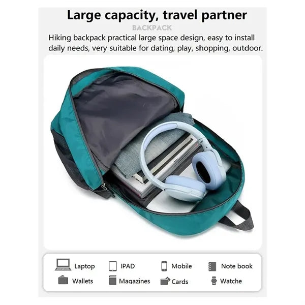 Foldable Daypack Large Capacity Solid Computer Backpack