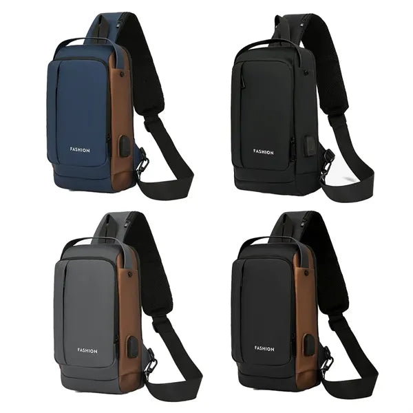 Men's Anti-Theft Chest Bag with USB Charging Port