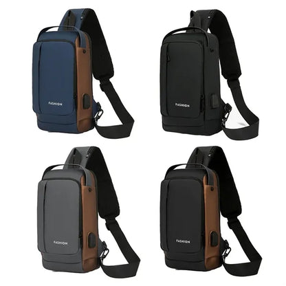 Men's Anti-Theft Chest Bag with USB Charging Port
