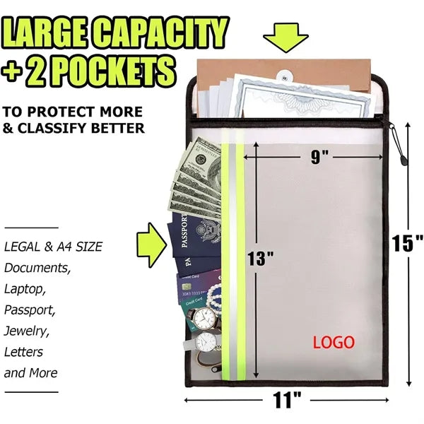 Two Pockets Fireproof Document Bag
