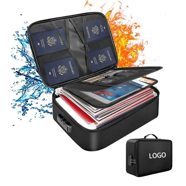 Fireproof  Waterproof 3-Layer Document File Bag with Lock