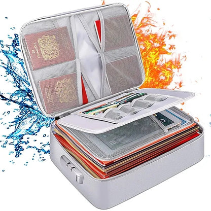 Fireproof  Waterproof 3-Layer Document File Bag with Lock