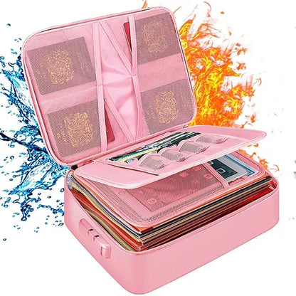 Fireproof  Waterproof 3-Layer Document File Bag with Lock