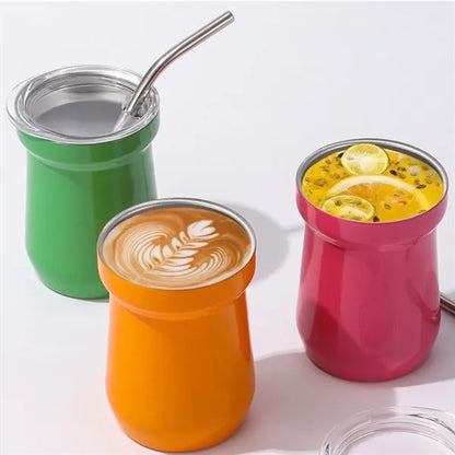 5oz. Mini Stainless Steel Tumbler with Straw Insulated