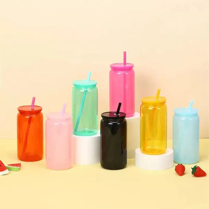 16oz. Acrylic Mason Jar Tumbler with Straw Colorful
