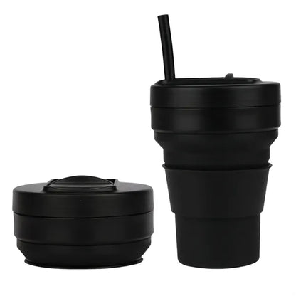 16oz. Collapsible Silicone Travel Cup with Straw