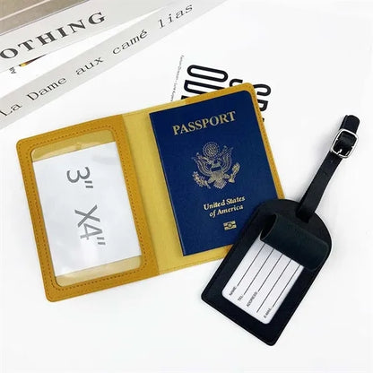 PU Leather Passport Holder Cover Luggage Tag Set