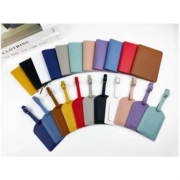 PU Leather Passport Holder Cover Luggage Tag Set