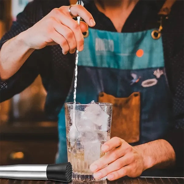 Stainless Steel Cocktail Muddler w/ 10 Inch Mixing Spoon