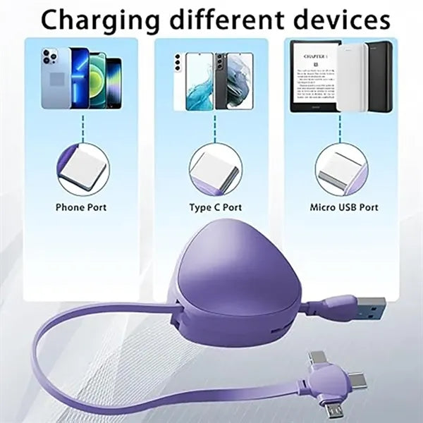 3 in 1 Retractable Charging Cable W/ Key Ring