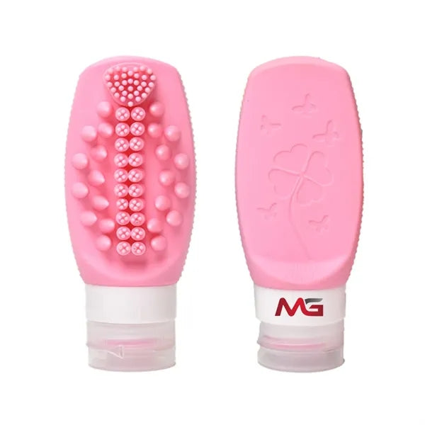 3Oz Silicone Travel Bottle With Massage Brush