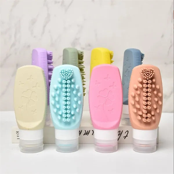 3Oz Silicone Travel Bottle With Massage Brush
