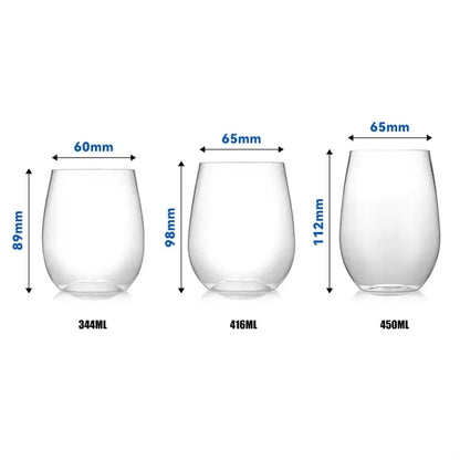 14Oz Drop Resistant Plastic Red Wine Glasses