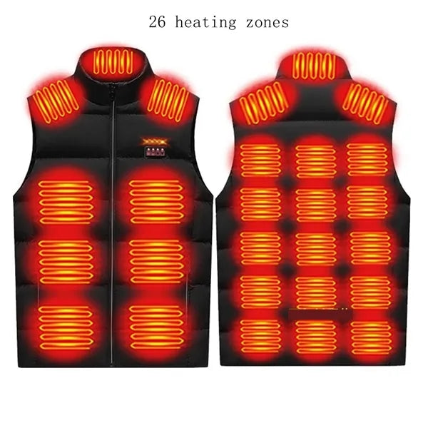 Unisex Heated Vest Jacket Coat 26 Heating Zones