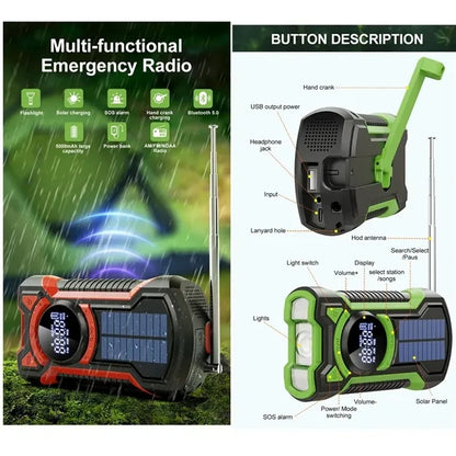 Solar Powerbank Emergency Radio Hand Crank Flashlight