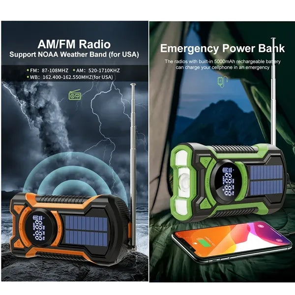 Solar Powerbank Emergency Radio Hand Crank Flashlight